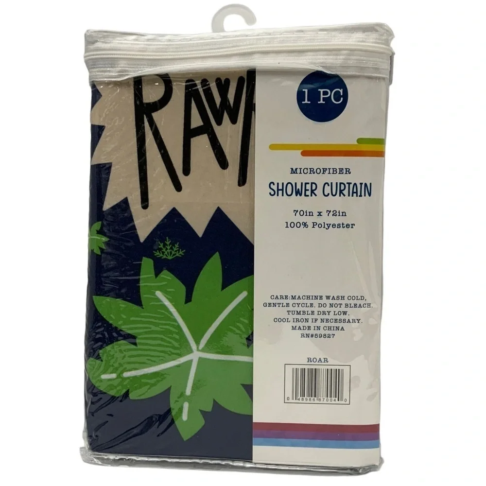 Matt & Maddie Dinosaur Fabric Shower Curtain 70 X 72 In Dark Blue Multicolor